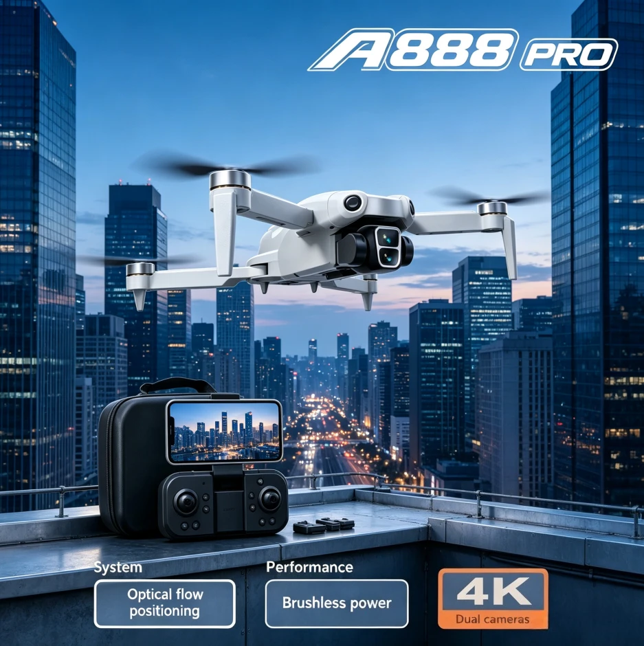 Original A888 GPS Foldable Drone 8K HD Camera Screen Remote Control Brushless Motor Intelligent Obstacle Avoidance RC Quadcopter