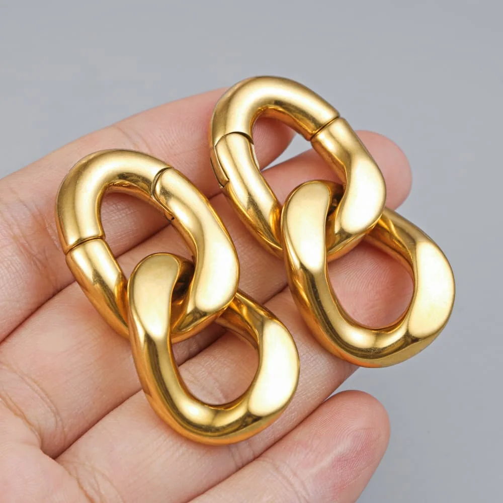 Casvort 2 Stück 316L Edelstahl Coole Ketten-Ohrgewichte Hänger Expander Piercing Damen Herren Körperschmuck 6mm 2G Punk – Detail 11