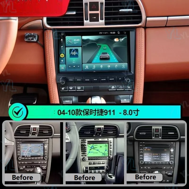 

YL 8 ядер Auto Android 13 для Porsche 911 Boxster Cayenne 987 2009-2012 Автомобильный GPS-радио Стерео Мультимедийный плеер Carplay Bluetooth