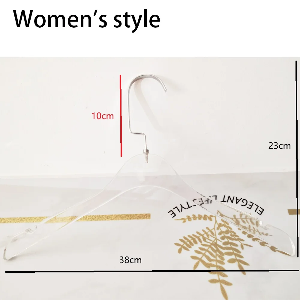 Clear Acrylic Clothing Hangers with Matte Gold Hooks - Space Saving Closet Organizer for Dresses and Suits - 5-Pack