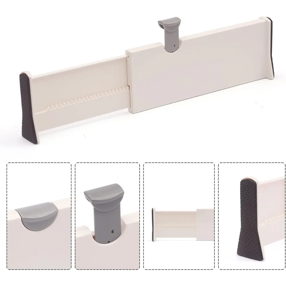 Set of 1 Adjustable Drawer Dividers Organizer Separators Plastic Dresser Organizer for Bedroom, Bathroom, Closet, Office Desk