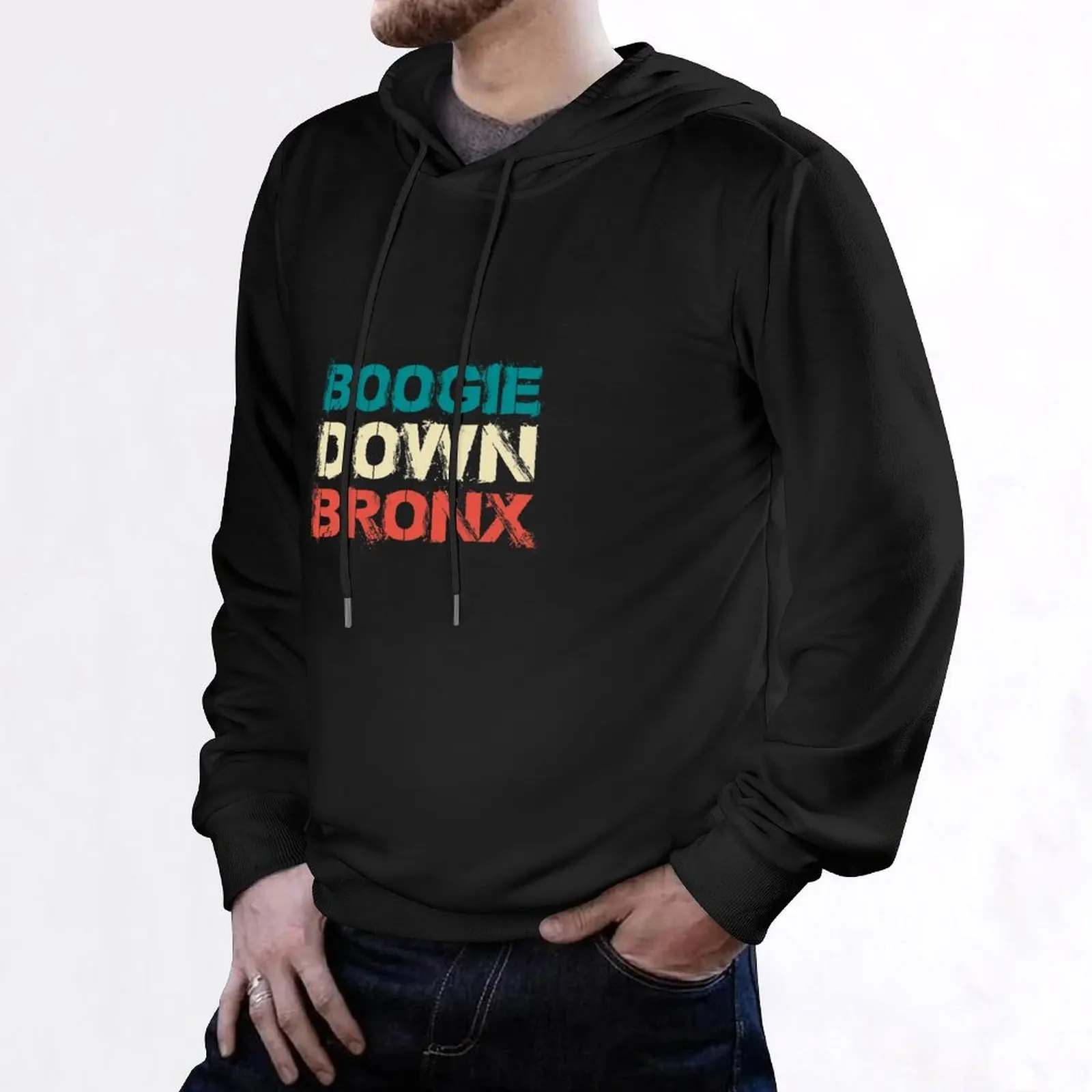 Boogie Down Bronx- ملابس بقلنسوة على طراز نيويورك على الطراز الكوري للرجال معطف رياضي