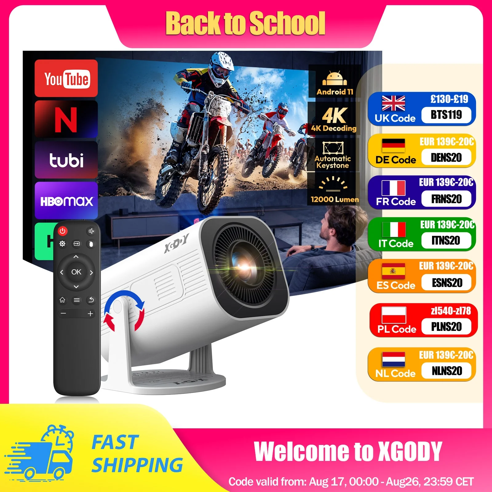 XGODY Gimbal 3 Pro proyector 4K Wifi6 Android Mini Beamer 300 ANSI WIFI Dual BT5.4 1280*720P cine en casa portátil al… — oferta en AliExpress