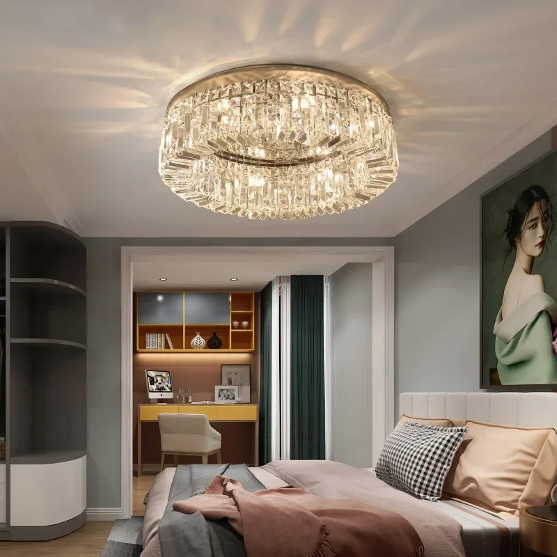 Nordic Led Ceiling Lights Crystal Living room Lamp Gold Round Ceiling Indoor Hanging Lamp For Kitchen