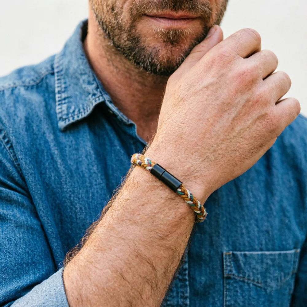 Bohemian Ethtnic Style Rope Bracelet Men Handmade Weaven Detachable 2 Sizes Options Wrap Braslet Leisure Daily Homme Jewelry