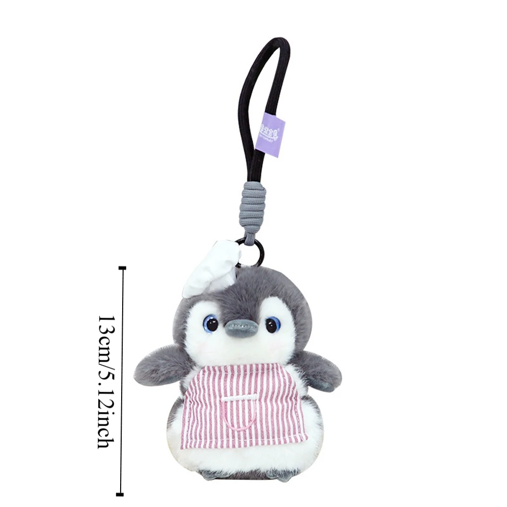 Delantal pingüino llavero de felpa colección vestido pingüino coche llavero suave dibujos animados animales de imitación juguete de peluche regalos para niños