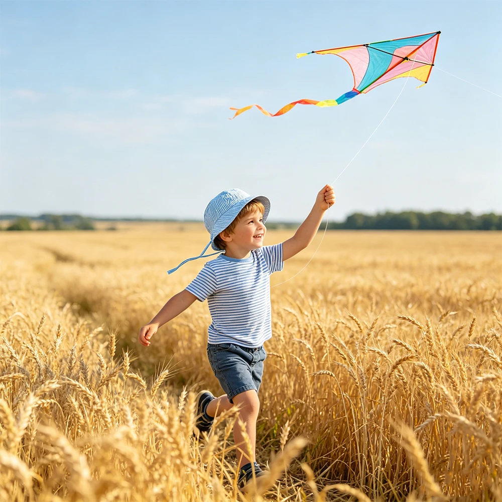 

Striped Seersucker Summer Hat For Kids With Wide Brim Bucket Cap 50+ SPF Protective Breathable Folding Bucket Hat