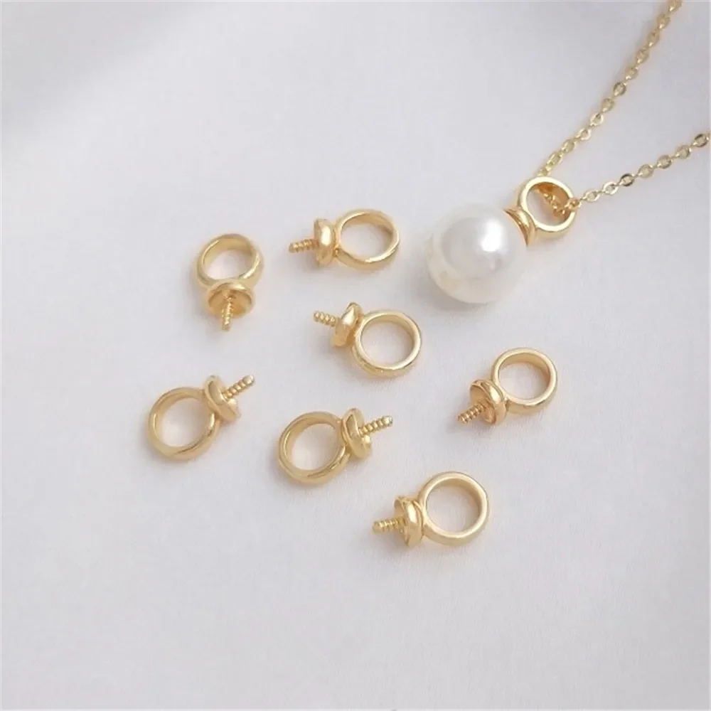 14K plated gold filled Big hole sheep eye pendant hand-stick half hole crystal pearl pendant material