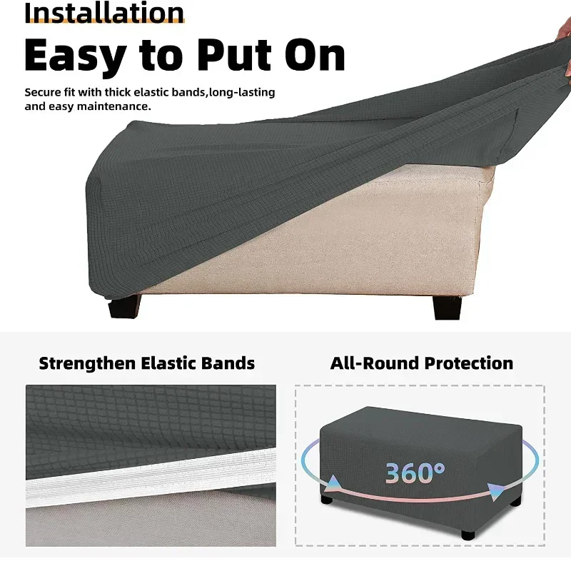 الجاكار العثماني الغلاف تخزين البراز حامي الأثاث غطاء سميكة مستطيل مرونة القدم الراحة الغلاف ديكور المنزل أوطو يان كورفير