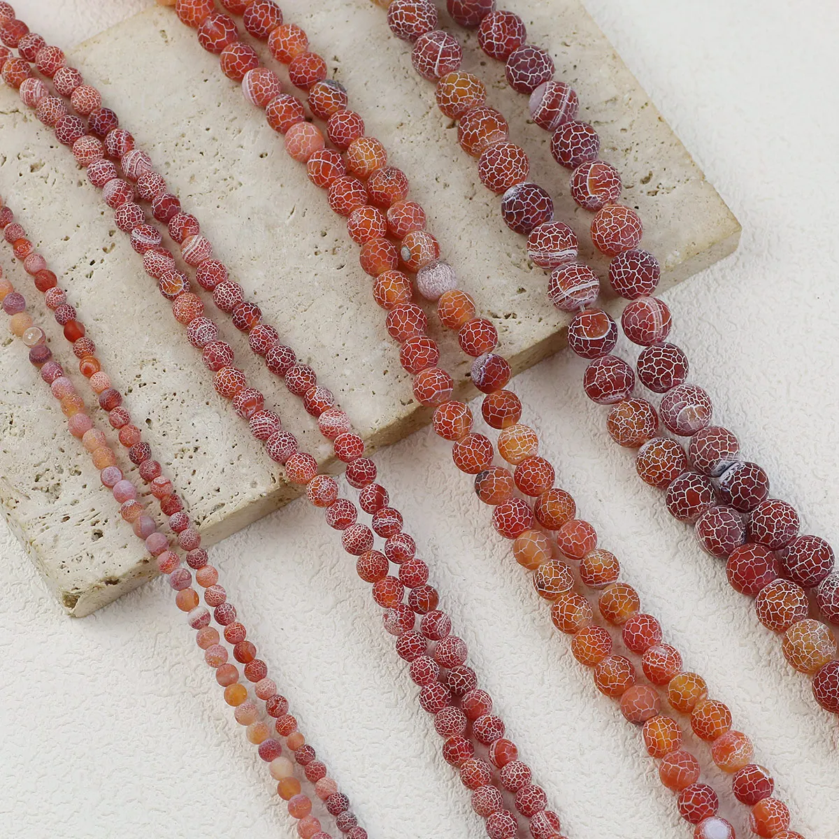 Natural Stone Red Weathered Agate Round Loose Beads Spacers 4 6 8 10 mm For Jewelry Handmade Making DIY Bracelet Accessorises