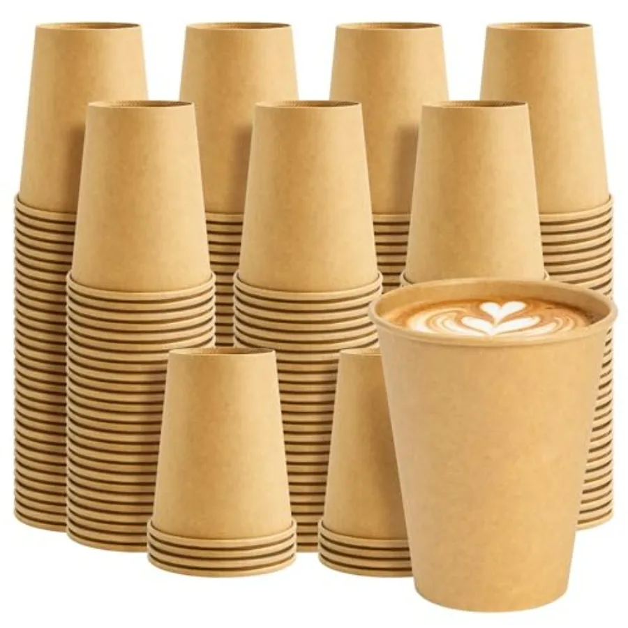 

Kraft Coffee Cups, Kraft Disposable Paper Coffee Cups, Hot Coffee Cups and Cold Coffee Cups, Food-Safe Kraft Paper Cups, Heavy-