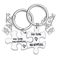 2024 Stainless Steel 2Pcs Our First Home Keychain New Home New Adventure Keychain Housewarming Present Puzzle Matching Keychain