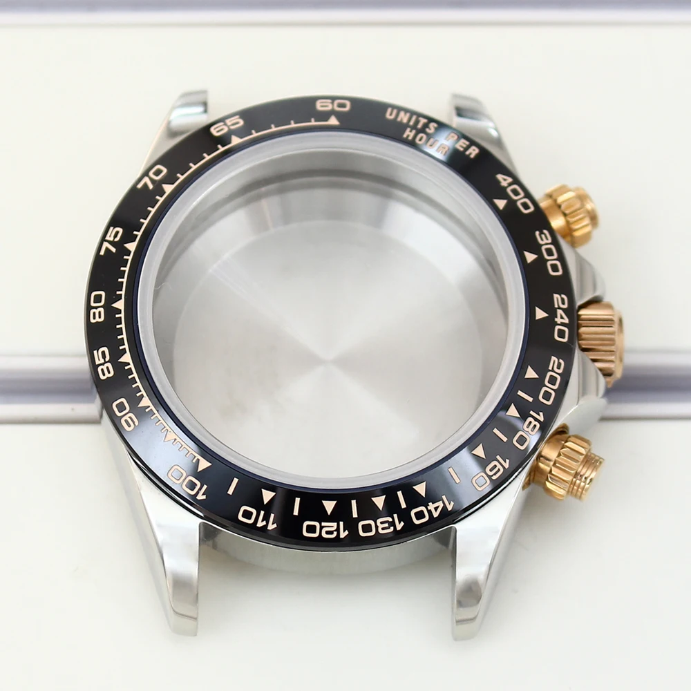 Roségold VK63 Gehäuse 39mm Massives Edelstahl-Uhrengehäuse mit Saphirglas für VK63 Uhren Automatikwerk Zubehör – Detail 1
