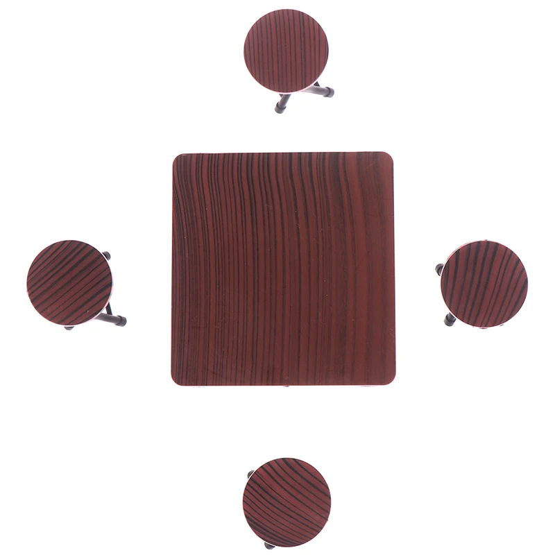 1Set 1:12 Dollhouse Mini Furniture Folding Table And Chair Set With 4 Stool Models