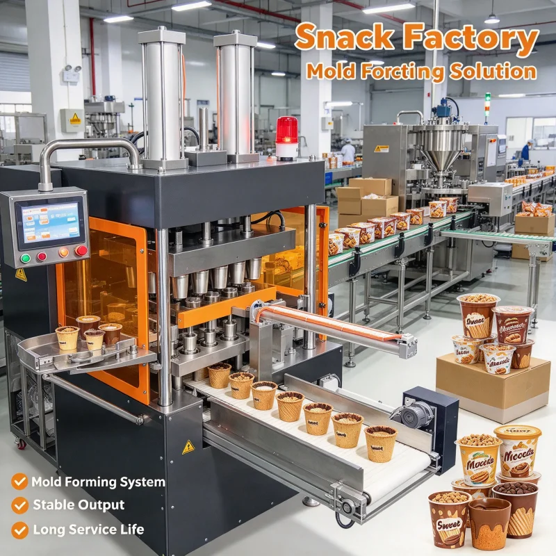 Edible Coffee Biscuit Cup Forming Baking Machine, PLC Control Edible Waffle Cup Forming Baking Machine Customized