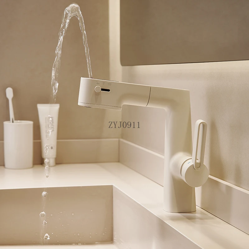 كريم رفع الهواء صنبور قابل للسحب حوض الحمام المنزلي صنبور ساخن وبارد #6