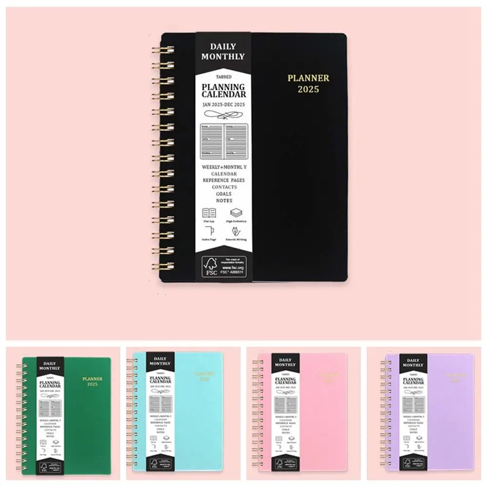 With Index Tags Coil 2025 Planner Notebook 365 Days Daily Plan a5 Agenda Notebook Diary Notepad Time Organizer Schedule Notepad