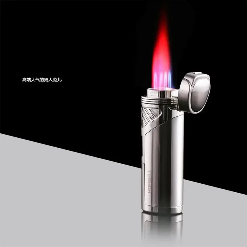 HONEST 4 Fire Inflatable Cigar Lighter Metal Cigar Cutter Butane Jet Turbo Torch Lighter Cigar Accessories Men Gift Gadgets New