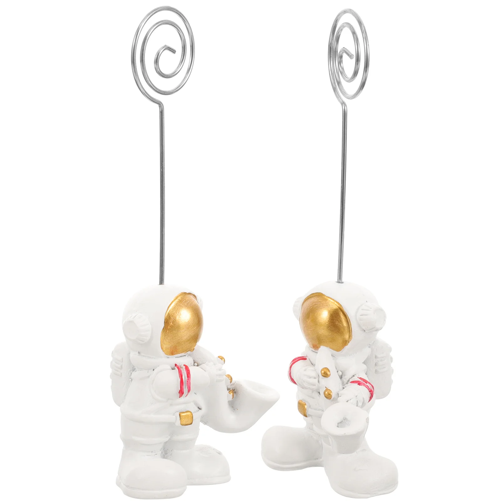 

2pcs Astronaut Photo Clips Vintage Desktop Memo Holder Table Number Clip For Party Home Decoration Picture Holder Stand