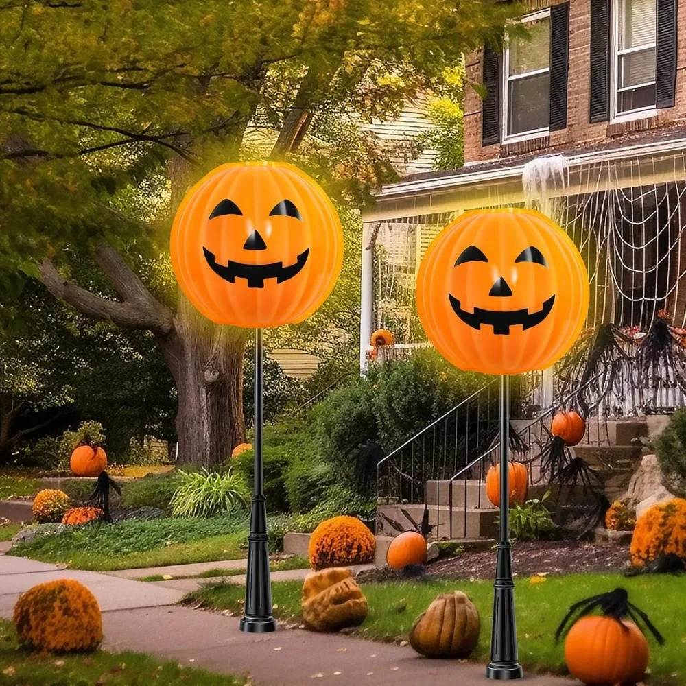 

Halloween Pumpkin Post Light Cover Jack O Lantern Lamp Shade 20" D x 22" H Pumpkin Lamp Shade Plastic Pumpkin Light Shade