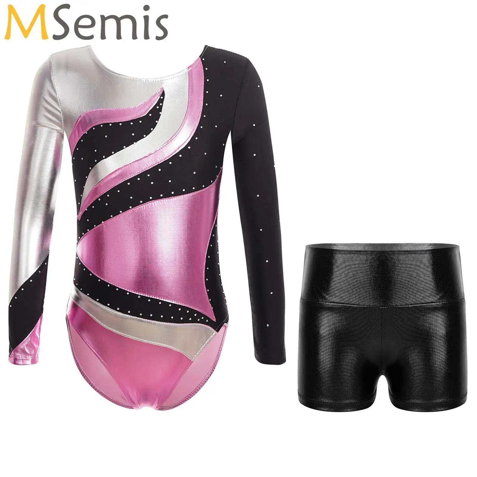 

Kids Girls Gymnastics Leotard with Shorts Teen Long Sleeve/Sleeveless Ballet Unitard Set 2 Piece Dance Sports Workout Outfits