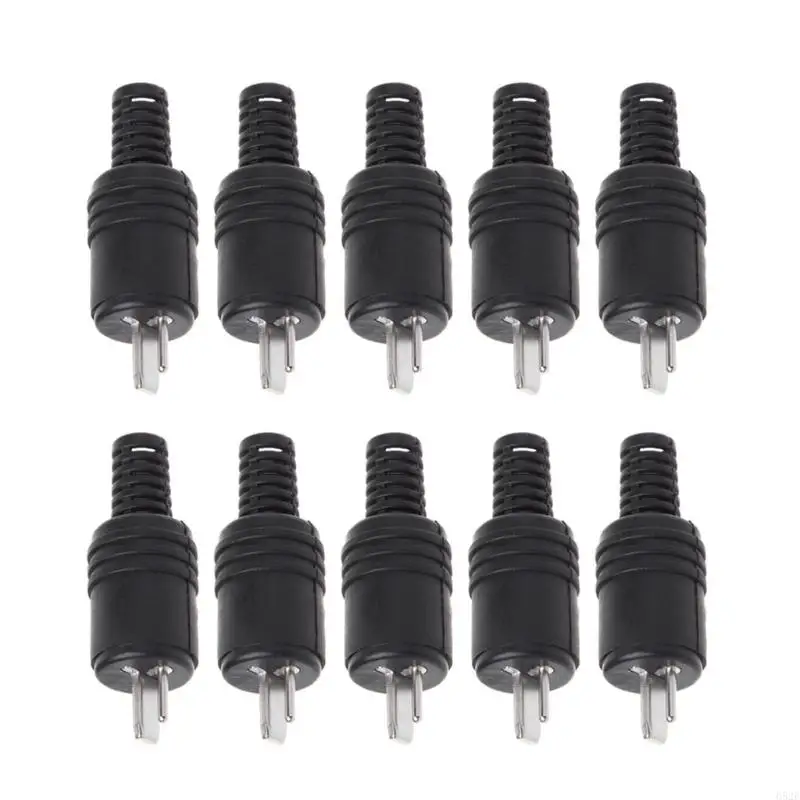 652F 10 Pieces/set DIN Plug 2 Pin Speaker HiFi Connector Screw Terminals Power Signal Plug Cable Solder Adapter Black