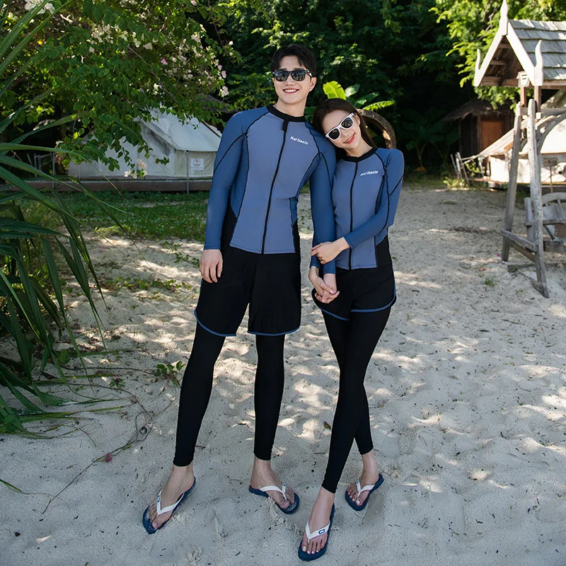 

Women Men's 3-5 Piece Rash Guard with Shorts Long Sleeve Couple Swimsuit Surf Sports Wetsuit Beachwear Tankini Sets Tracksuit