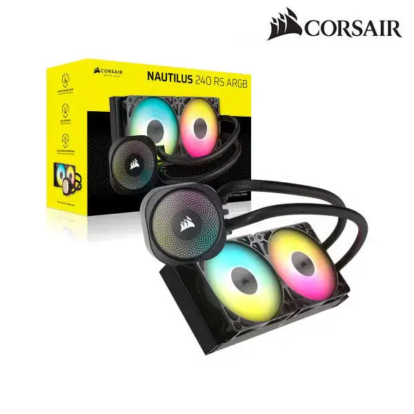Corsair Nautilus 240 Rs Argb (أسود) (Comsvill أصلي) مبرد وحدة المعالجة المركزية ومروحة تبريد المياه A/S ضمان 5 سنوات