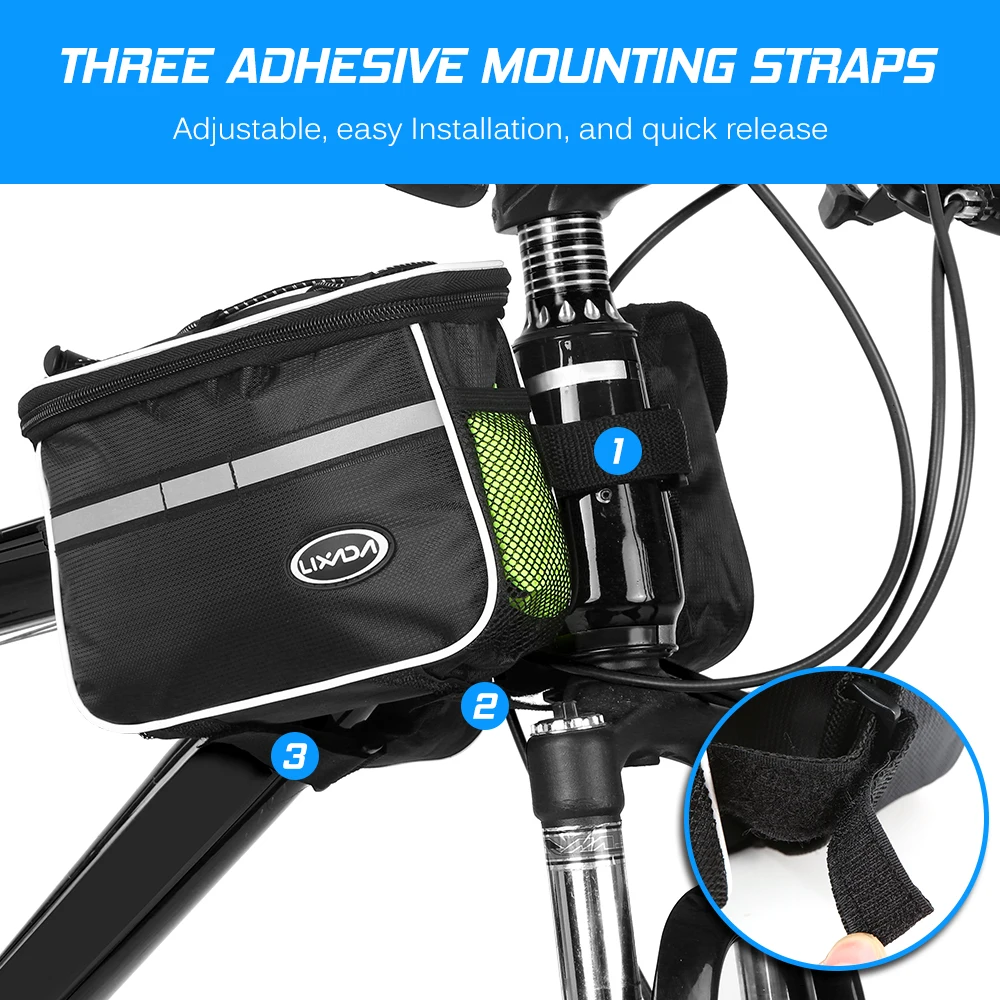 Lixada Cycle Bike Top Tube Bag with Rain Cover Waterproof Mountain Bicycle Front Frame Pannier Bag Pack