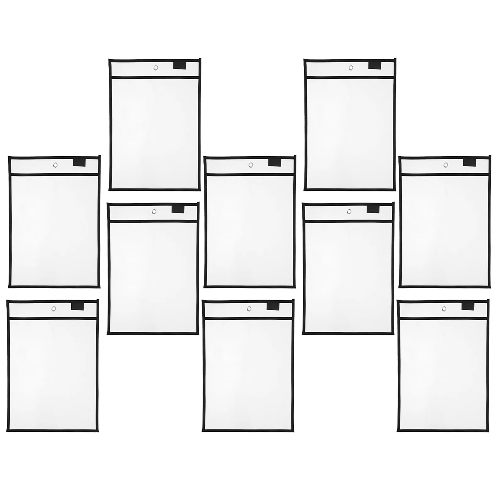 10Pcs Hanging Dry Erase Sleeves Black Writable Reusable Worksheet Protectors Teacher Classroom Supplies 10x14 Inch