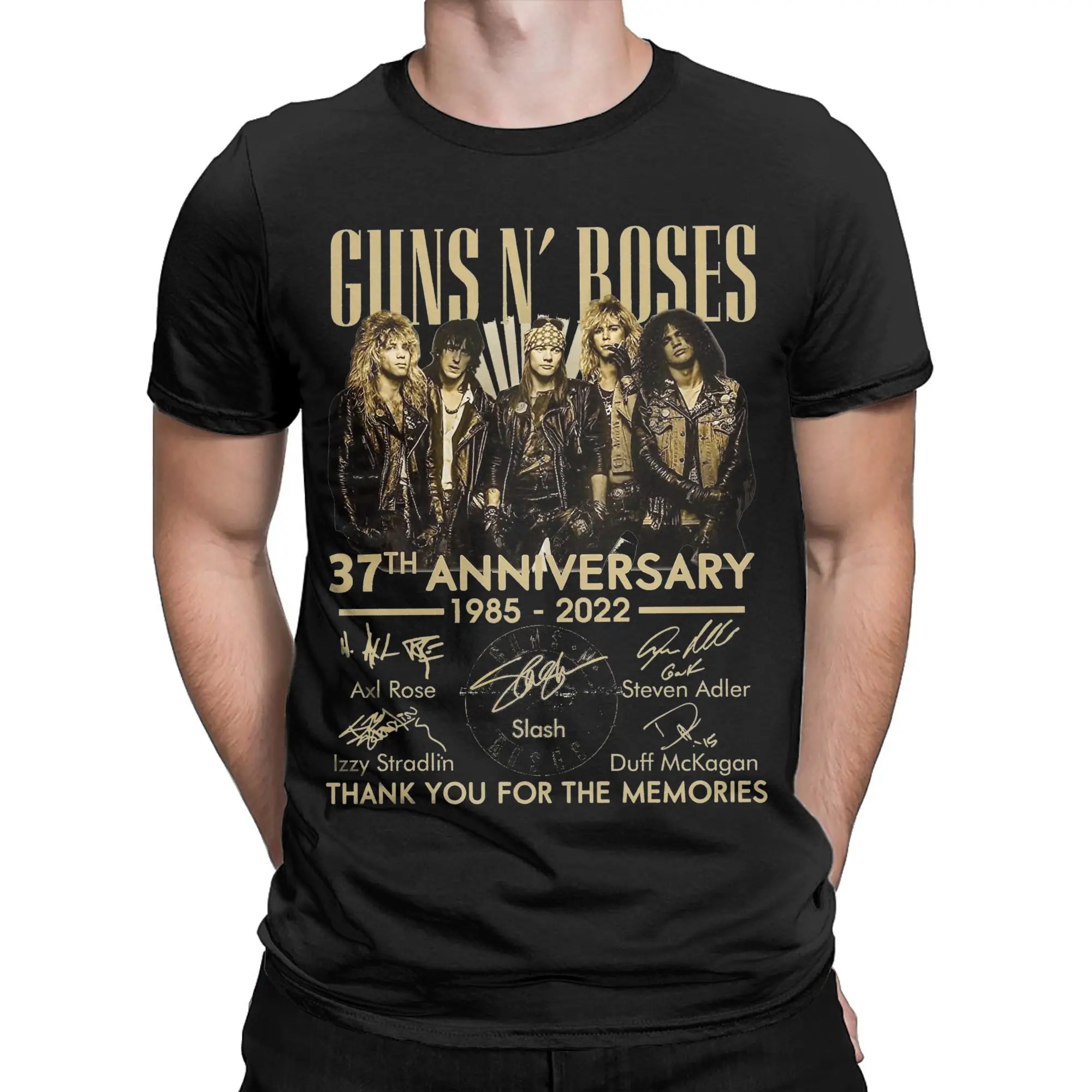 Ggunss N Roses Rock Metal Men T Shirt  Fashion Tee Shirt Short Sleeve Round Neck T-Shirts 100% Cotton 4XL 5XL Clothing