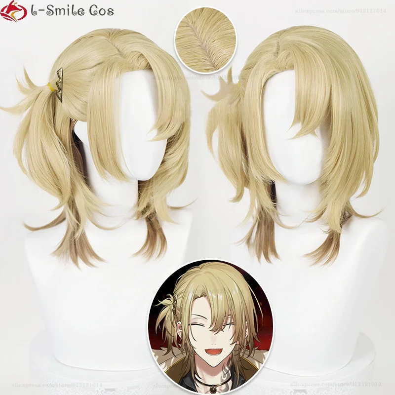 Vtuber NIJISANJI Luca Kaneshiro Cosplay Wig Golden Yellow Heat Resistance Synthetic Hair Anime Halloween Party Wigs Wig Cap