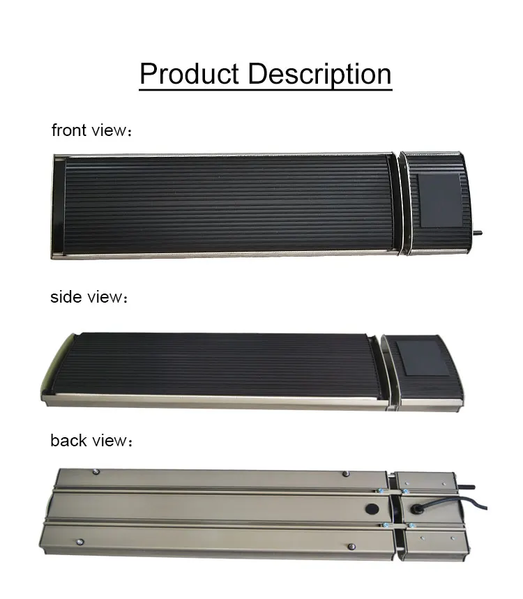 سخان JHheatsup 2.4kw مثبت على الحائط أنيق للتحكم بالواي فاي، سخان مشع بالأشعة تحت الحمراء مع جهاز تحكم عن بعد للمساحة الخارجية