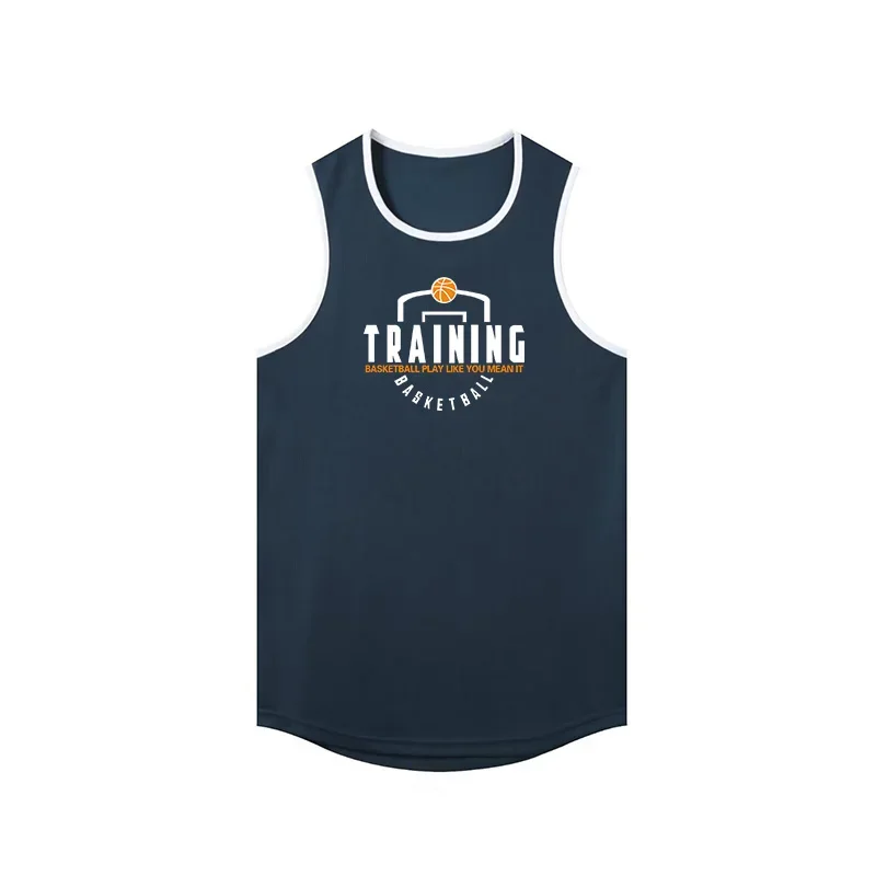 American Vest Shooting Uniform T-shirt Men Summer Basketball Training Sports Running Sleeveless Trendy Round Neck Waistcoat