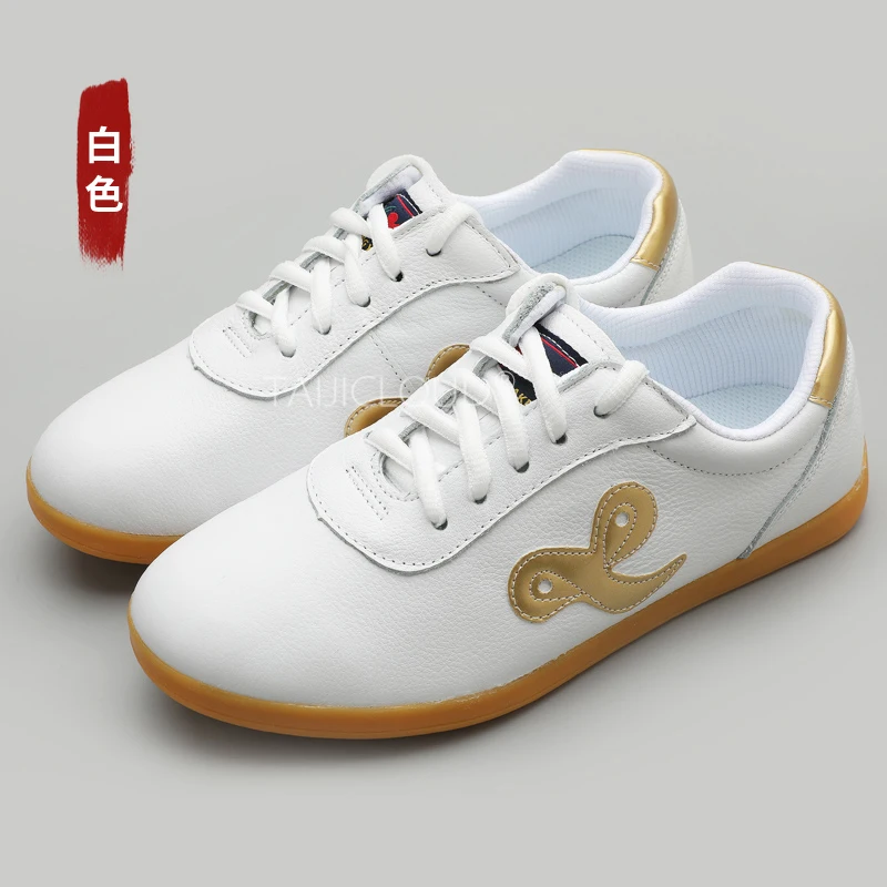 

Tai Chi Shoes in Soft Cowhide with Rubber Soles, Men's Plush Warm-up Sports Shoes, Kung Fu Shoes for Training