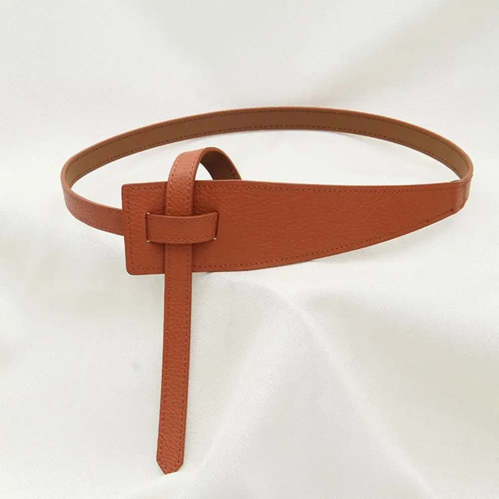 Ceinture en similicuir pour femme, design rétro, style coréen, à la mode, forme irrégulière, nœud réglable, longue pour trempée