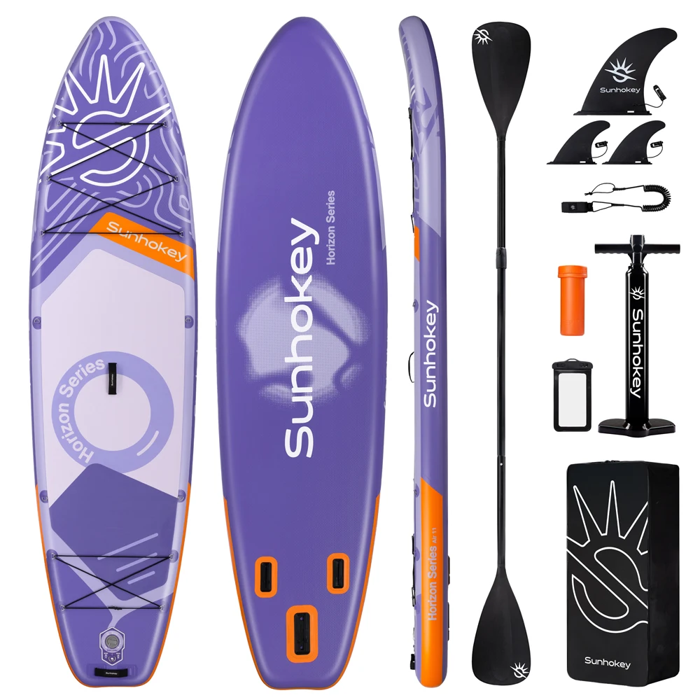 

SUNHOKEY фиолетовая водонепроницаемая надувная доска для серфинга 11 x 34 x 6 дюймов для взрослых стоячий стиль водный стиль с аксессуарами SUP доска для плавания