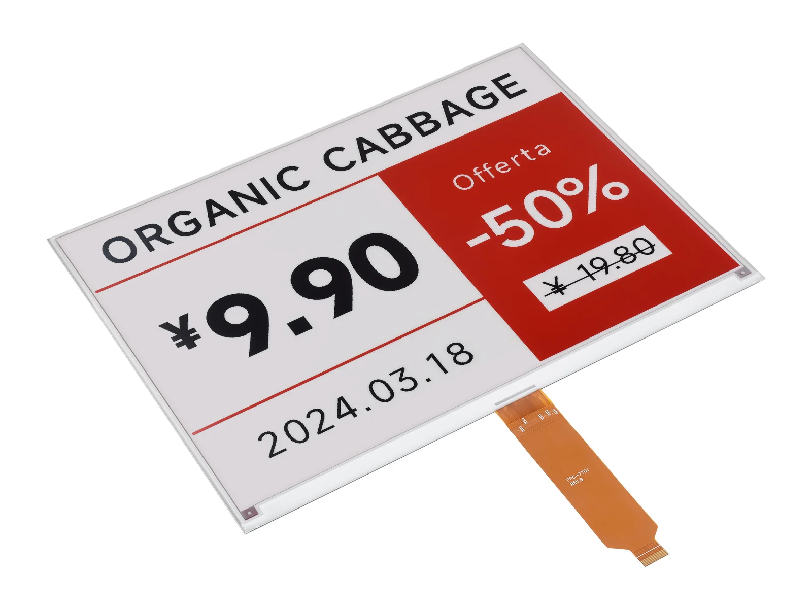 13.3inch e-Paper Display (B), E-Ink Display, 960×680 pixels, Red / Black / White, SPI Communication, Partial Refresh Support, Op