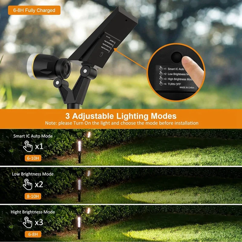 Солнечные точечные светильники для улицы, водонепроницаемые, солнечные точечные светильники, ландшафтное освещение для улицы, солнечные прожекторы, настенные светильники, 2 шт.