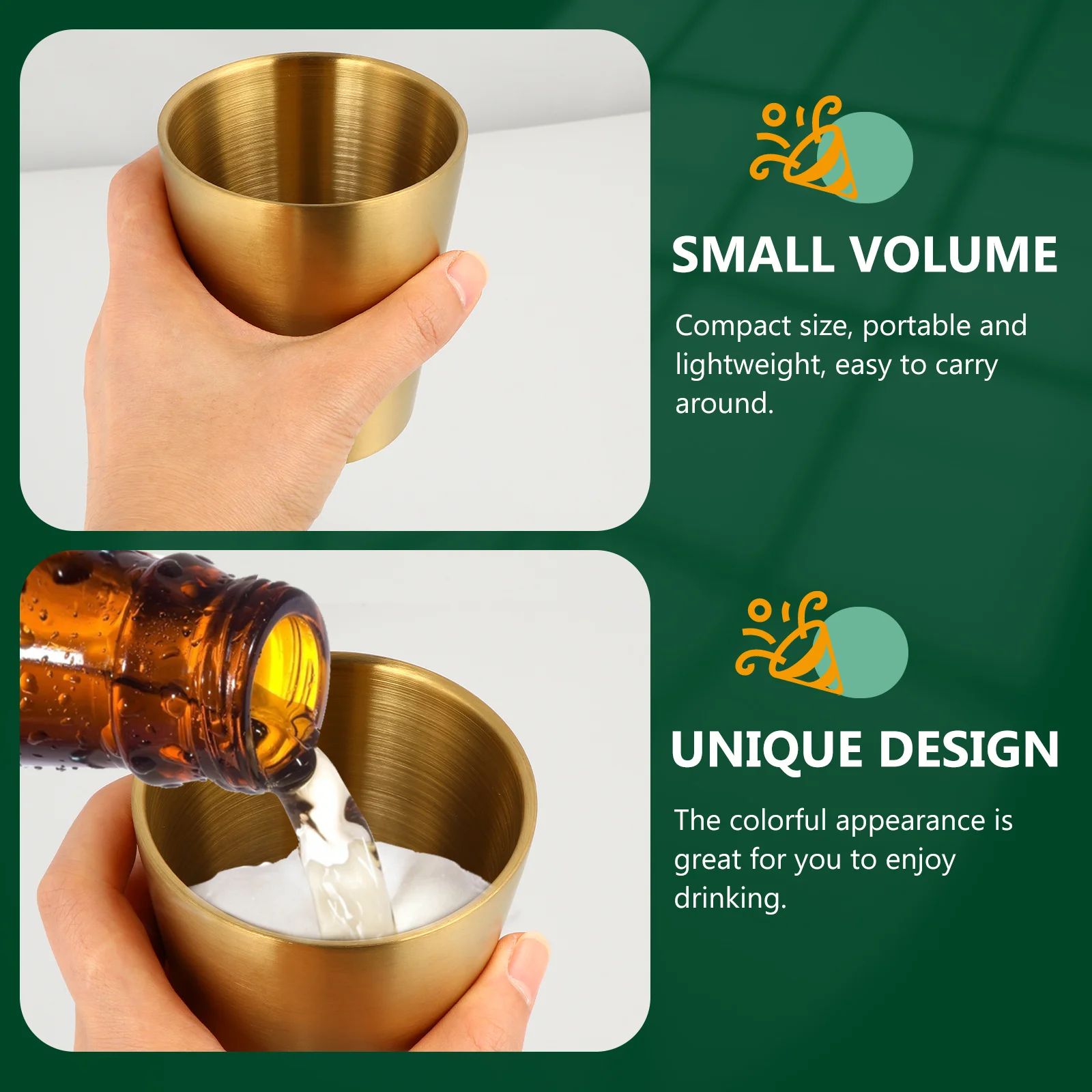 

Stainless Steel Whisky Cup Double Walled Drinking Mug Portable Lightweight Beer Wine Tumbler for Home Bar Picnic Party Use