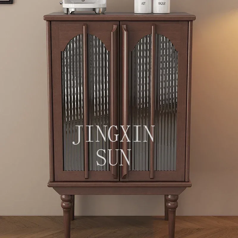 American side cabinet storage solid wood high side cabinet retro black high-end living room wine cabinet bookcase locker