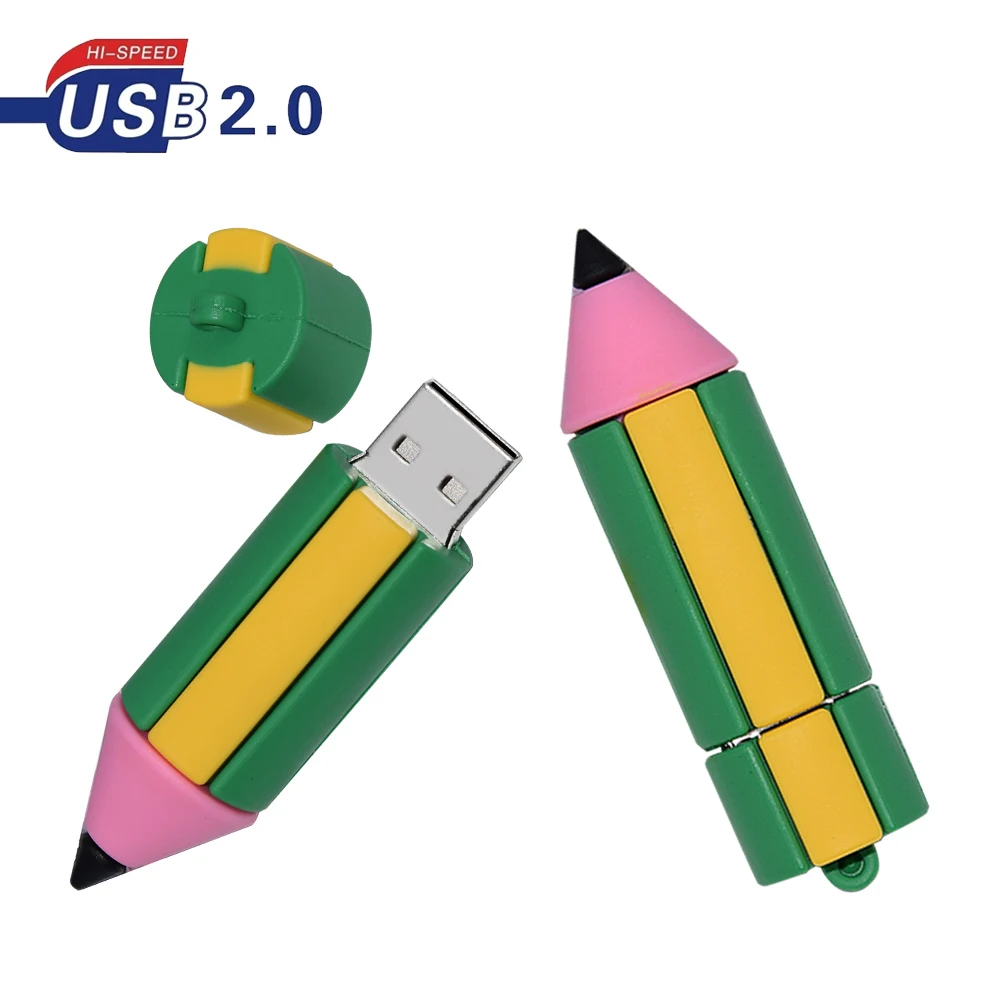 

Cartoon USB 2.0 Flash Drives 128GB Pretty Gifts For Kids Memory Stick 64GB Silicone Pencil Pen Drive 32GB U Disk 16GB