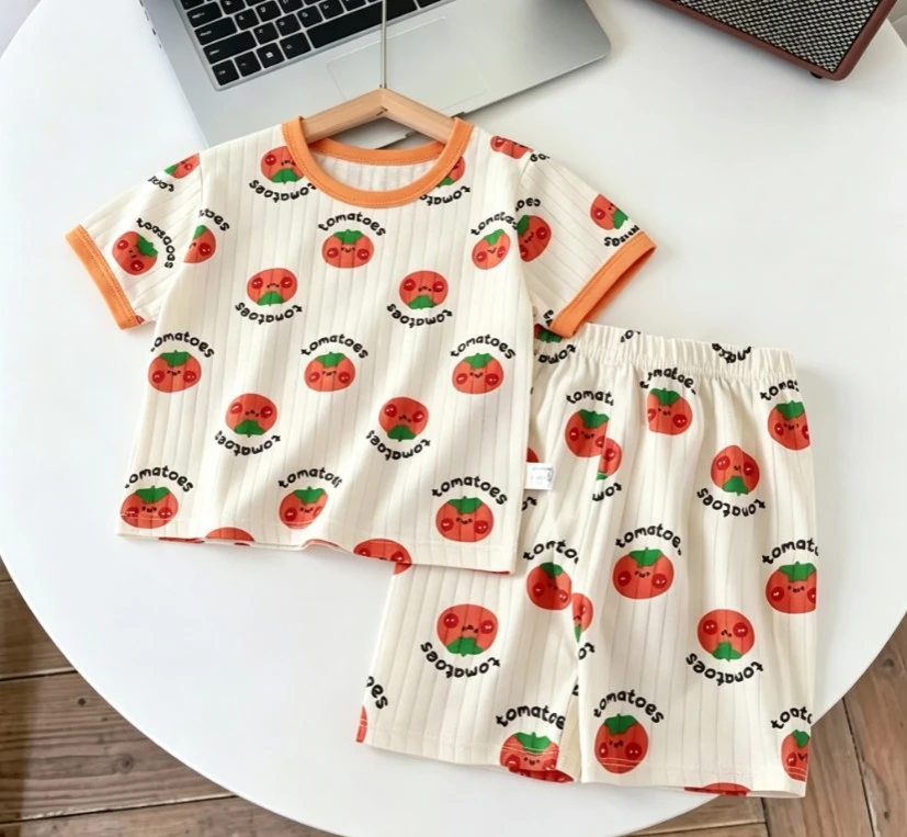 Children Versatile Summer 2Pieces T-Shirt + Shorts Two Piece Set Adorable Cartoon Full Print Clothing Suit Baby Infant Sleepwear
