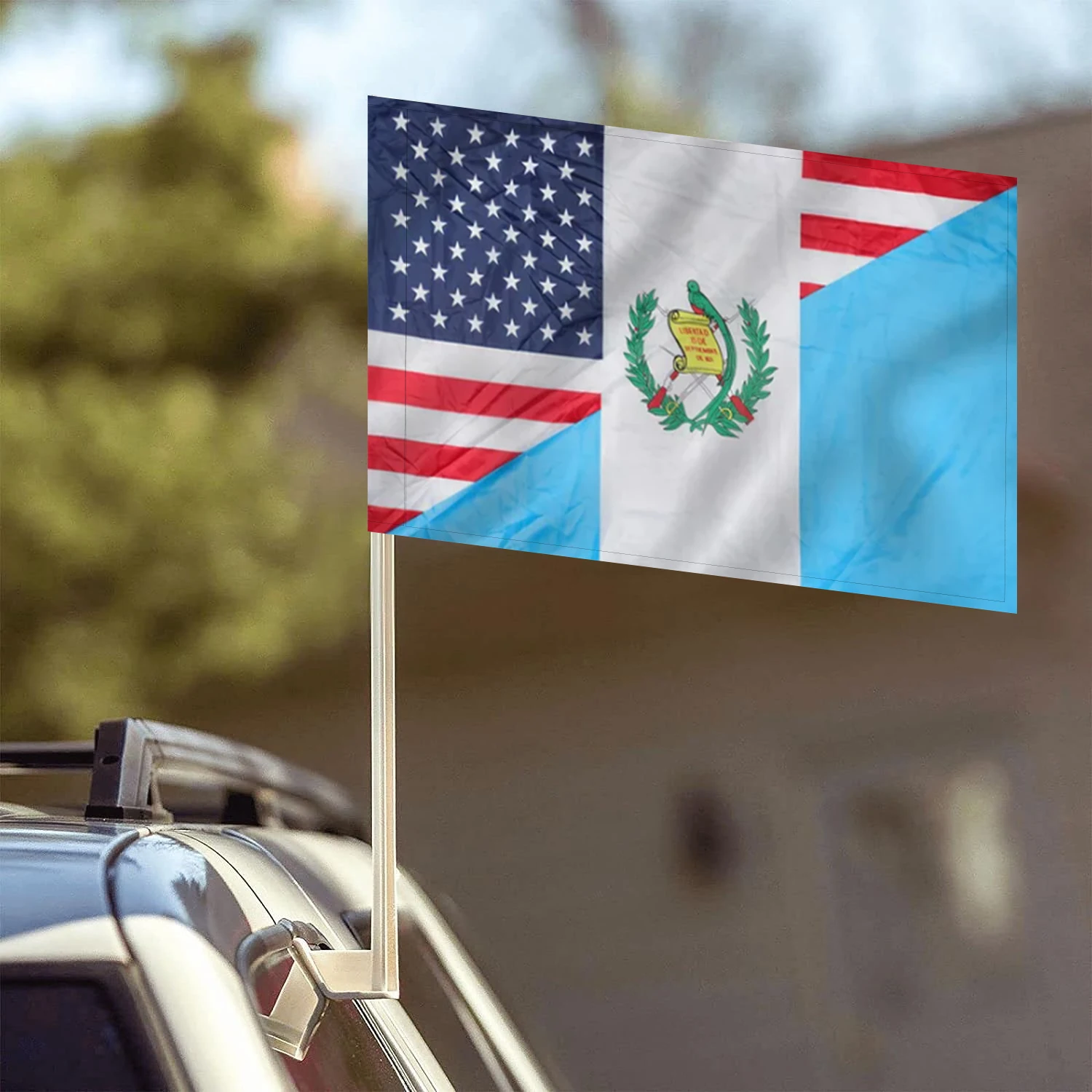 Flagnshow 100% Polyester USA Guatemala Car Flags