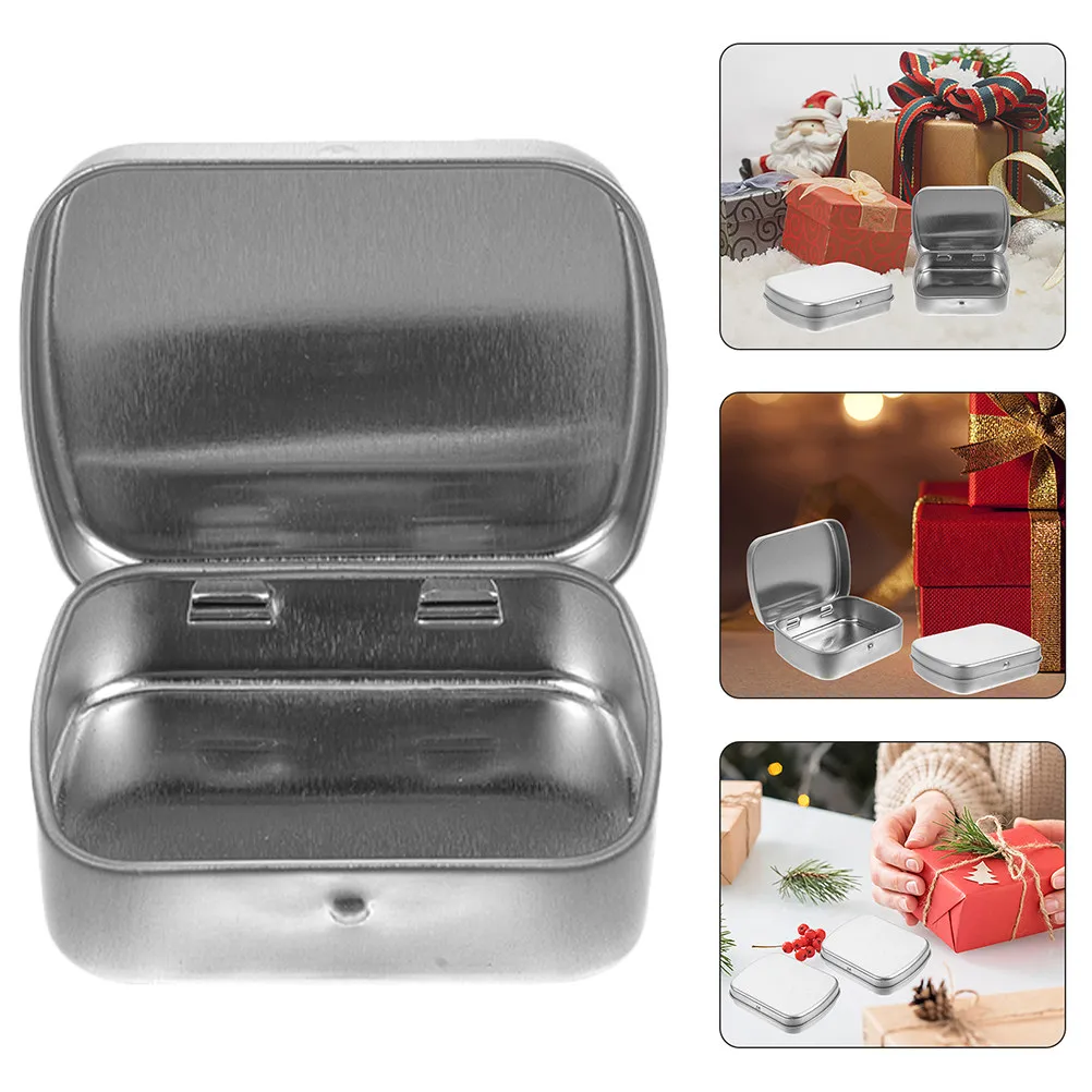 5Pcs Portable Small Metal Tin Box Mini Rectangular Nail Art Organizer Jewelry Beads Painting Supplies Candy Treats