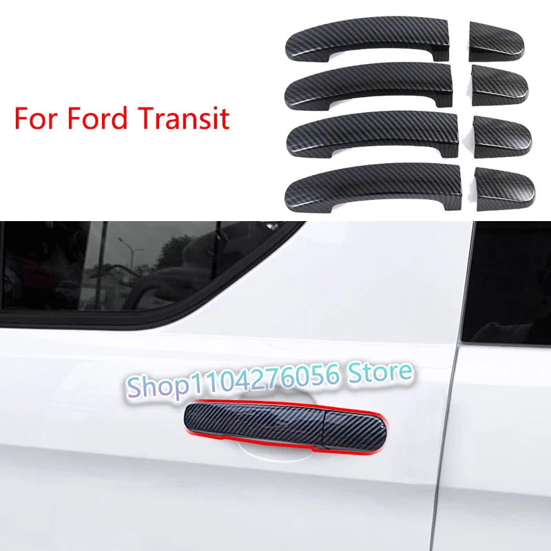 

Для Ford Transit 2014 2017 2019 2020 ABS углеродное волокно автомобильные аксессуары дверная ручка чаша дверная ручка защитная накладка