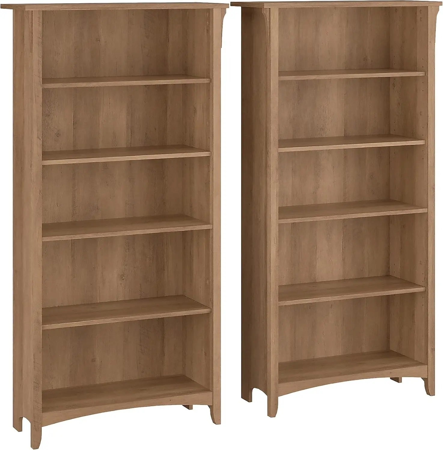 Salinas 5 Shelf Bookcase - Set of 2 | Large Open Bookcase with 5 Shelves in Reclaimed Pine | Sturdy Display Cabin