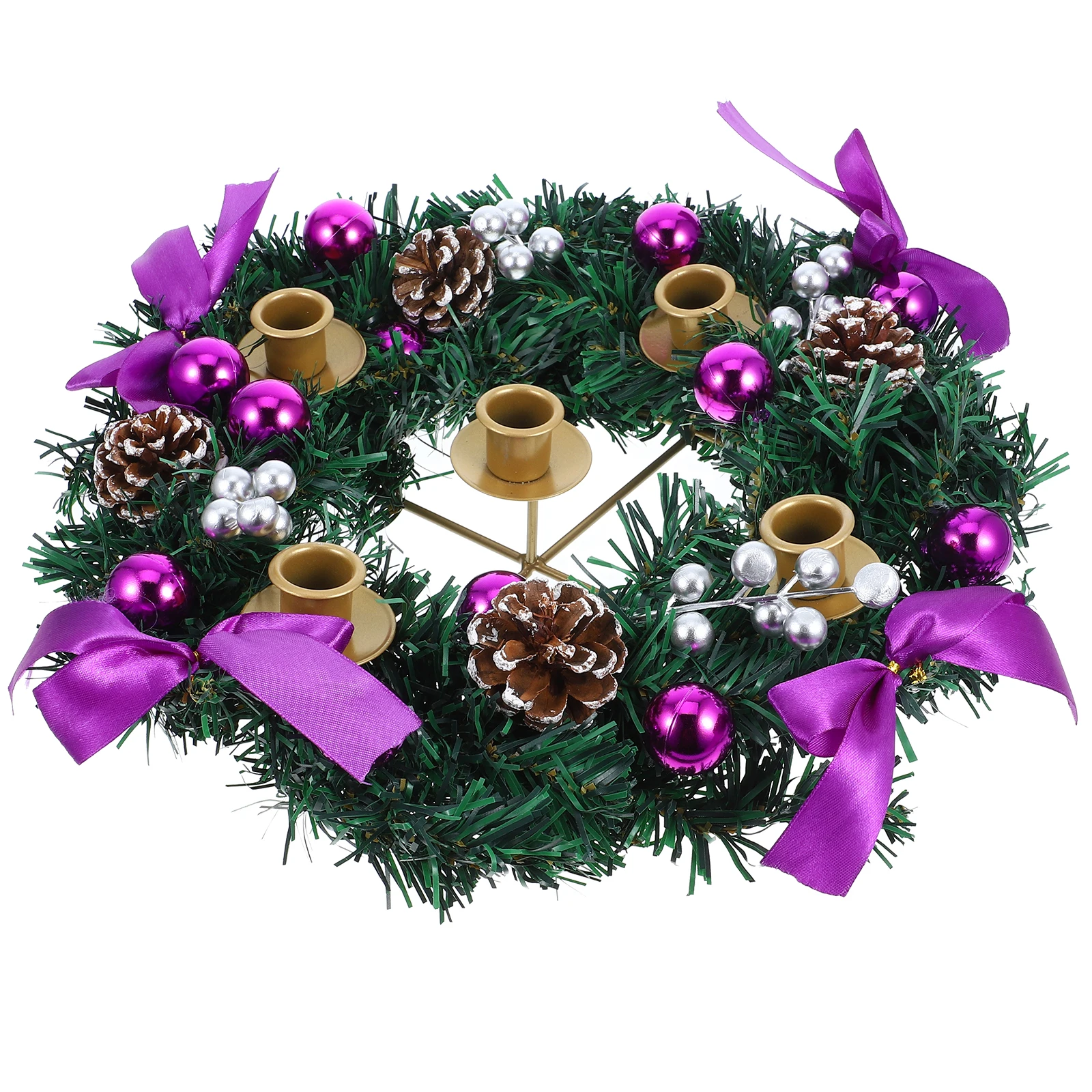 

Christmas Advent Wreath Candles Holder Red Berry Pinecone Decor Centerpiece Holiday Home Xmas Table Candlestick