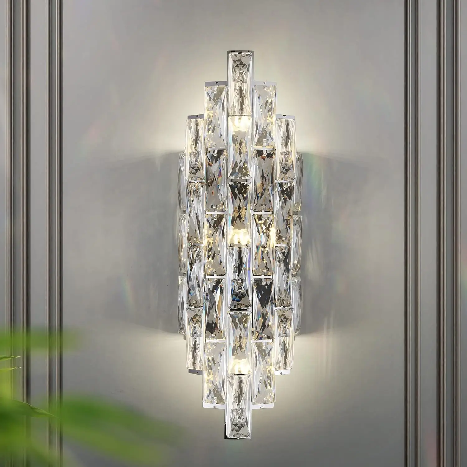 Modern Art Crystal Wall Sconces Lamp Chrome Wall Light For Living Room Bedroom Hallway Bedside Stairway Vanity Crystal Wall Lamp