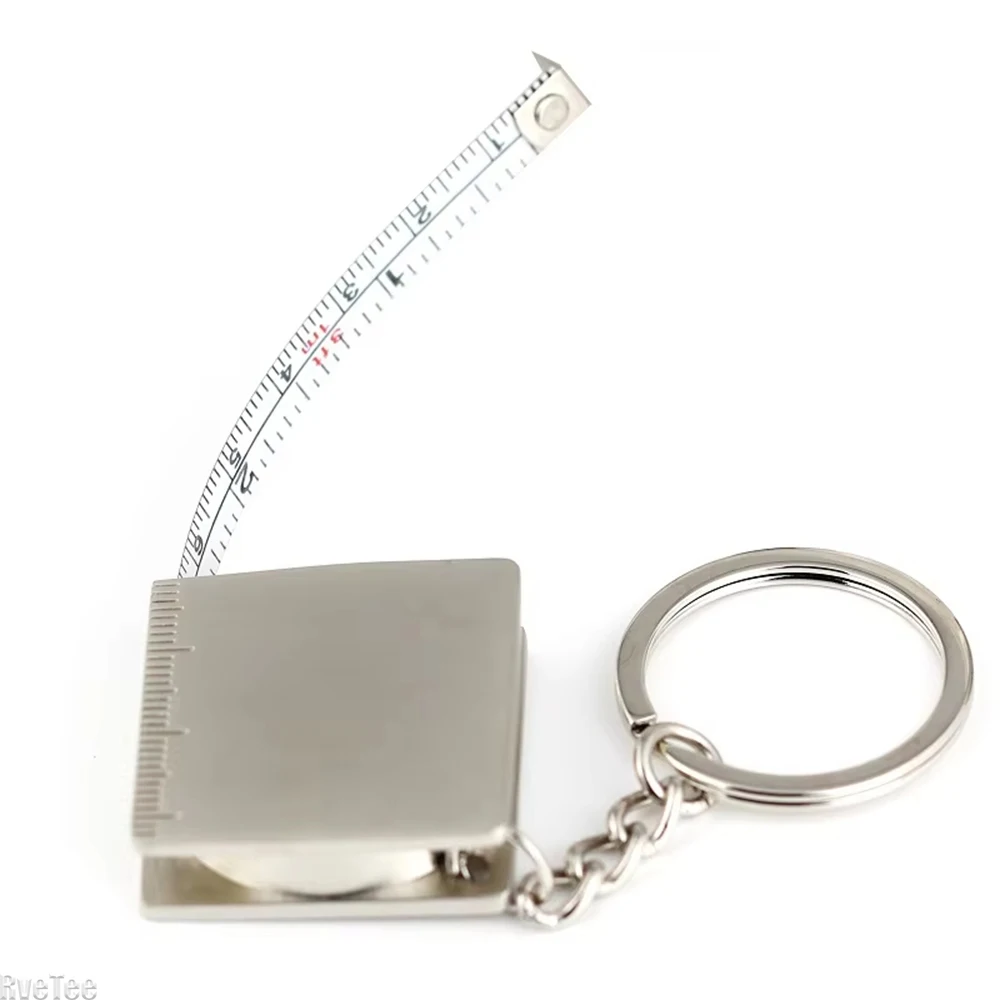 1PC Mini Stainless Steel Telescopic Keychain Tape Measure Multifunctional Measuring Tool Practical Novelty Item